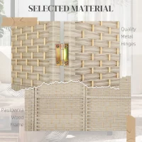 HOMCOM 6 Ft Tall Folding Room Divider, 4 Panel Portable Privacy Screen, Hand-Woven Partition Wall Divider, Light Oak(m-6)