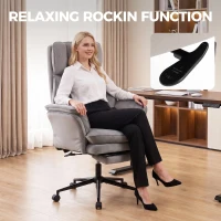 HOMCOM Cross Legged Office Chair with Footrest, 396 lbs Reclining Computer Desk Chair with High Back, Flip-up Armrests, Grey(m-7)
