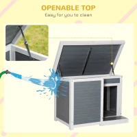 PawHut Outdoor Indoor Dog House with Openable Top, Weather Resistant Dog Kennel with Porch, Pet Furniture for Small and Medium Sized Dogs, Gray(m-4)