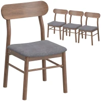 HOMCOM Set of 4 Dining Chairs, Upholstered Dining Room Chairs with Rubberwood Legs and Padded Seat for Kitchen, Gray(m-2)