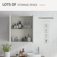 kleankin Wall Mounted Bathroom Cabinet with Mirror, Bathroom Medicine Cabinet with 2 Doors, Adjustable Shelf Soft Close Mechanism(m-4)