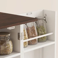 HOMCOM 65" Kitchen Pantry Cabinet Adjustable Shelves Tall Storage Cabinet Door Shelves 8 Shelves Brown White(m-9)
