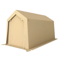 Outsunny 7' x 12' Outdoor Storage Shed Portable Garage with Roll-up Door for Motorcycle, Bike, Garden Tools, Beige(m-2)