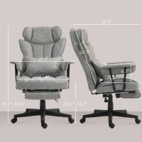 HOMCOM 396lbs. Big and Tall Office Chair, Executive Office Chair with Footrest, Lumbar Support, and Reclining Function, Gray(m-3)