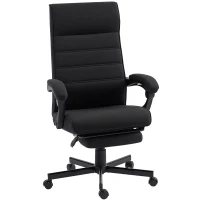 Vinsetto Office Chair, High Back Desk Chair, Swivel Recliner with Adjustable Height, Footrest and Padded Armrest, Black(m-9)