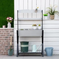 Outsunny Garden Potting Bench Table with Hidden Storage Box, Wood Outdoor Work Station with Open Top and Lower Shelf(m-7)