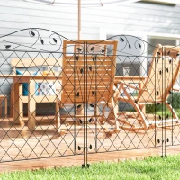 Outsunny Garden Fence, 4 Pack Steel Fence Panels, 11.5' L x 56" H, Rust-Resistant Decorative Border Flower Edging(m-10)