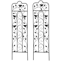 Outsunny 2 Pack Garden Trellis for Climbing Plants, Outdoor Metal Grid Panels with Birds and Leaves, for Roses, Vine Flower, Cucumber, Clematis, 59" Tall(m-2)