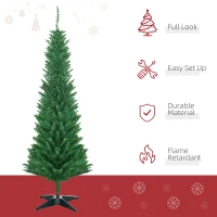 HOMCOM 5FT Decorated Christmas Tree, Pencil Christmas Tree with 294 Realistic Branch Tips and Plastic Stand, Light Green(m-4)