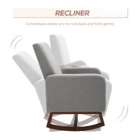 HOMCOM Accent Lounge Rocking Chair with Solid Curved Wood Base and Linen Padded Seat, Grey(m-5)