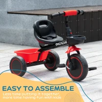 Qaba Tricycle for Toddlers Age 2-5 with Adjustable Seat, Toddler Bike with Storage Baskets for Girls and Boys, Red(m-6)