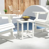 Outsunny Side Table, Square Patio End Table, Weather Resistant 15" Outdoor HDPE Table for Porch, Balcony, White(m-8)