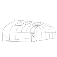 Outsunny 26' x 10' x 7' Walk-in Greenhouse Tunnel, Large Gardening Hot House with 12 Windows, 2 Net Protected Zipper Screen Doors for Backyard, Green(m-7)