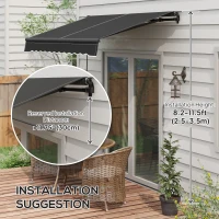 Outsunny 8' x 6.5' Retractable Awning, 280gsm UV Resistant Sunshade Shelter for Deck, Balcony, Yard, Dark Gray(m-7)