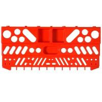 DURHAND 54 Piece Plastic Pegboard Panels, Peg Board with Accessories, Shelf Tool Organizer, Wall Mounted DIY Garage Storage with 50 Hooks, Red(m-10)