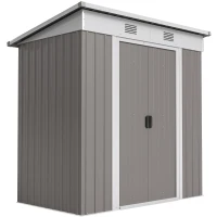 Outsunny 6' x 4' Metal Garden Shed, Backyard Tool Storage Shed with Dual Locking Doors, 2 Air Vents and Steel Frame, Gray(m-11)
