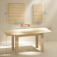 HOMCOM Modern Extendable Dining Table, 55.1 x 31.5 in, for 6-8 People, Expandable Dining Table for Kitchen, Natural Wood(m-3)