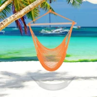 Outsunny Portable Hammock Chair, Hanging Woven Hammock Swing Chair Sleeping Bed for Outdoor Garden Yard Camping, Orange(m-1)