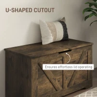 HOMCOM 31.5 Inches Storage Chest, Storage Trunk with 2 Safety Hinges for Living Room, Brown Wood Grain(m-7)