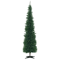 HOMCOM 7ft Unlit Pencil Artificial Christmas Tree with Realistic Branches and 499 Tips, Plastic Base, Green