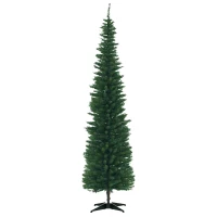 HOMCOM 7ft Unlit Pencil Artificial Christmas Tree with Realistic Branches and 499 Tips, Plastic Base, Green(m-1)