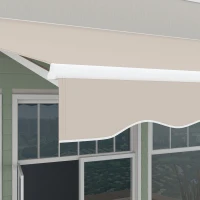 Outsunny 16'x10' Electric Retractable Awning Sunshade Shelter with Remote Controller & Crank Handle for Deck Balcony Yard, Cream(m-9)
