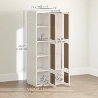HOMCOM Portable Wardrobe, Foldable Plastic Closet with 6 Compartments, Hanging Rod and Magnetic Doors, White(m-3)