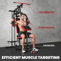 Soozier Home Gym Equipment, Multifunctional Weight Machine with Pulley System for Full Body Strength Training, Black(m-7)