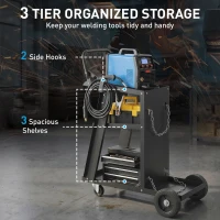 HOMCOM Welding Utility Cart 3-Tier Heavy Duty Rolling Tool Cart with Gas Cylinder Holder Black(m-5)
