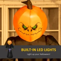 HOMCOM 7ft Inflatable Halloween Decoration Pumpkin Reaper, Blow-Up Outdoor LED Yard Display with Lights for Garden, Party, Holiday(m-4)