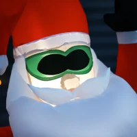 HOMCOM 7.3 ft Long Christmas Inflatable Santa Claus Flying A Plane with LED Lights, Xmas Blow Up w/ Auto Set-Up for Front Yard(m-8)