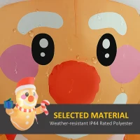 Outsunny 3.4' Inflatable Hanging Gingerbread Man Holding Gift Box & Candy Cane w/ LED Lights, Blow-Up Outdoor Display for Party(m-5)