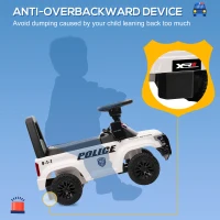 Aosom Kids Push Ride On Car with Working PA System and Horn, Police Truck Style Foot-to-Floor Sliding Car, White(m-6)
