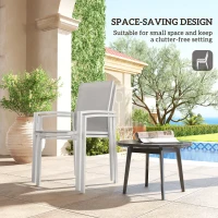 Outsunny Set of 2 Outdoor Garden Chairs, Stackable Patio Dining Chairs with Breathable Fabric, Armrests and Backrest, Light Grey(m-7)