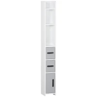 kleankin Freestanding Tall Bathroom Cabinet, Narrow Bathroom Storage Cabinet with Shelves and Cupboards, Grey and White(m-9)