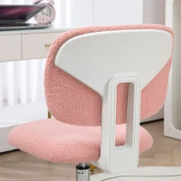 Vinsetto Cute Armless Office Chair, Teddy Fleece Fabric Computer Desk Chair, Vanity Task Chair with Adjustable Height, Swivel Wheels, Mid Back, Pink(m-9)