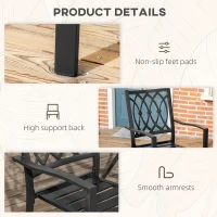 Outsunny 2 PCs Dining Chairs, Outdoor Armchairs, Stackable Design, Black(m-6)