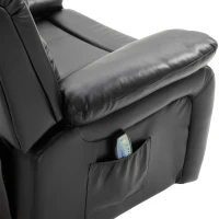 HOMCOM PU Leather Massage Recliner Chair, Swivel Rocker Sofa with Remote Control, Footrest, Padded Seat, Manual Reclining Chair for Living Room, Bedroom, Black(m-9)