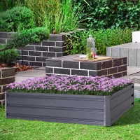 Outsunny 4' x 4' x 1' Raised Garden Bed Galvanized Steel Planter Box for Vegetables, Flowers, Herbs, Grey(m-1)