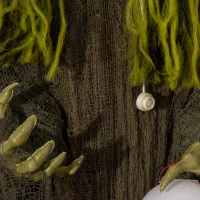 Outsunny 74" Life Size Outdoor Halloween Decorations Talking Zombie Witch, Animated Prop with Sound and Motion Activated Light Up Eyes and Multicolored Crystal Ball, Green(m-15)