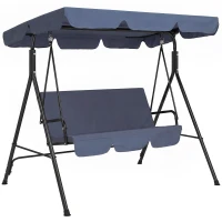 Outsunny 3-Seat Outdoor Patio Swing Chair with Removable Cushion, Steel Frame Stand and Adjustable Tilt Canopy for Patio, Garden, Poolside, Balcony, Backyard, Gray(m-1)