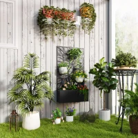 Outsunny Metal Raised Garden Bed with Privacy Panel, Freestanding or Wall Mounted Outdoor Planter Box for Garden, Patio(m-1)
