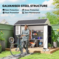 Outsunny 8' x 6' Metal Garden Storage Shed, Extra Large Outdoor Tool Storage House w/ Doors, Window and Air Vents, Dark Gray(m-4)