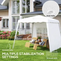 Outsunny Pop Up Canopy Tent with 2 Sidewalls, UV50+ Tents for Parties, with Carry Bag, Slant Legs, 8 x 8ft Top/9.5 x 9.5ft Base(m-7)