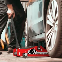 HOMCOM Low Profile Car Jack, Hydraulic Racing Floor Jack, 3.1"-14.1" Lifting Range, 2.5 Ton (5,000 lb) Capacity, Red(m-1)