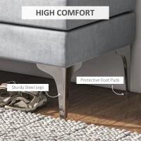 HOMCOM 48 Inches Upholstered Bedroom Bench, Modern End of Bed Bench with Double Layer Seat Cushions and Steel Legs, Light Gray(m-5)