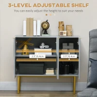 HOMCOM Modern Storage Cabinet Sideboard Buffet Cabinet with Gold Legs for Living Room Dining Room Hallway Grey(m-6)
