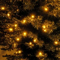 HOMCOM 7ft Pencil Christmas Tree, Slim Artificial Christmas Tree with Realistic Branches and Warm White LED Lights, Black(m-9)