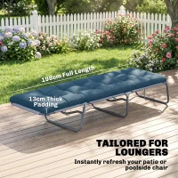 Outsunny Patio Lounge Chair Cushion, UV50+ Chaise Lounge Chair Cushion with Securing Straps for Patio, 78 x 25.6 inch, Blue(m-4)