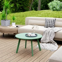 Outsunny Round Outdoor Side Table, Patio Coffee Table with Metal Frame and Non-Slip Foot Pads, Green(m-8)